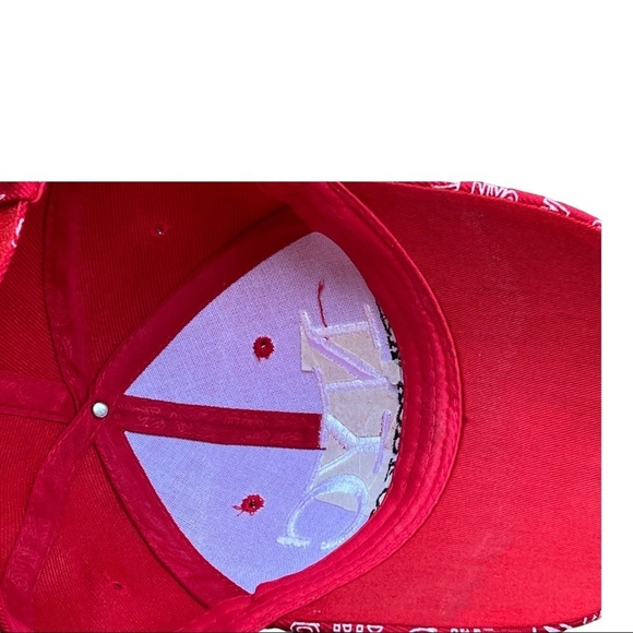 New York City Adjustable Wool Baseball Cap Red NYC Embroidery Allover Print - Picture 7 of 10